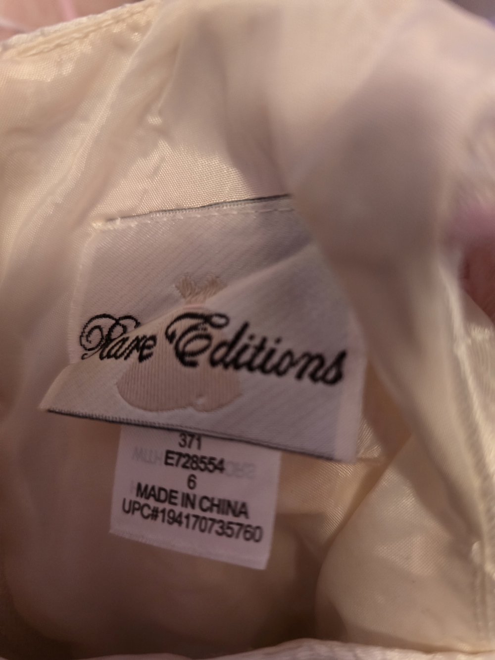 Rare Editions Cream Dress with Pink and Lavender Floral Embroidery - Picture 4 of 4